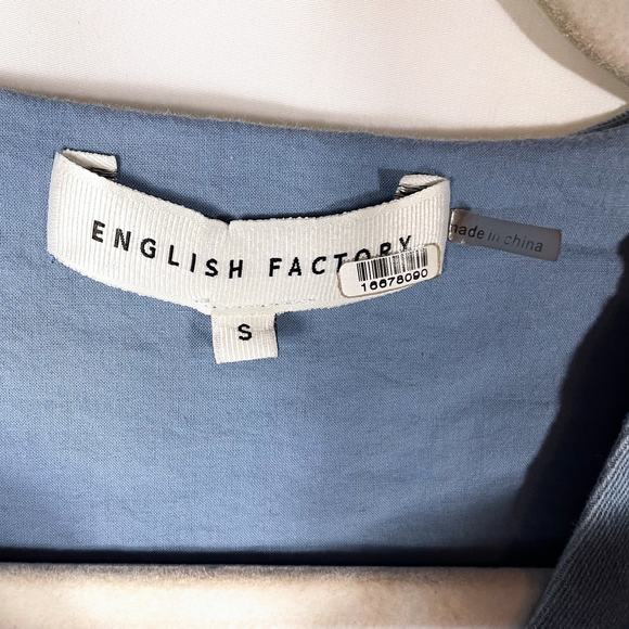 English Factory Denim Lace Up Mini Dress Blue Shift Sleeveless Chambray Sz S - Picture 6 of 10